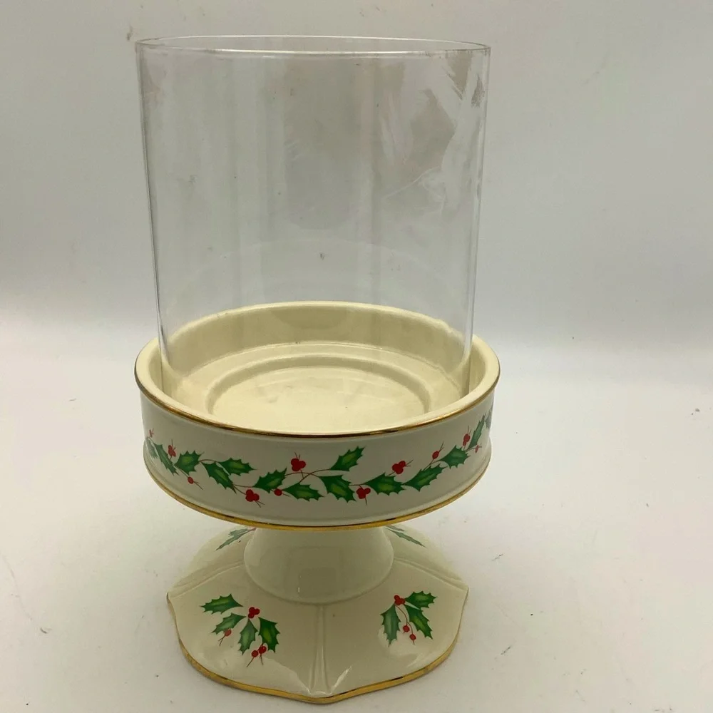 Lenox Holiday Pillar Candle Holder with Glass Shade